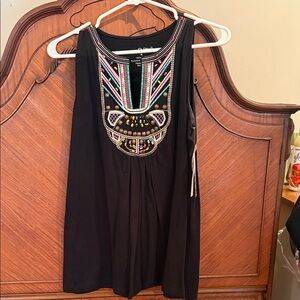Embellished Black Sleeveless Top